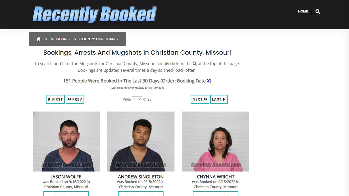 Bookings, Arrests and Mugshots in Christian County, Missouri